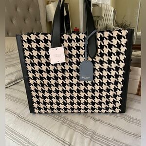 kate spade new york Manhattan Houndstooth Tote Bag, Black/Multi